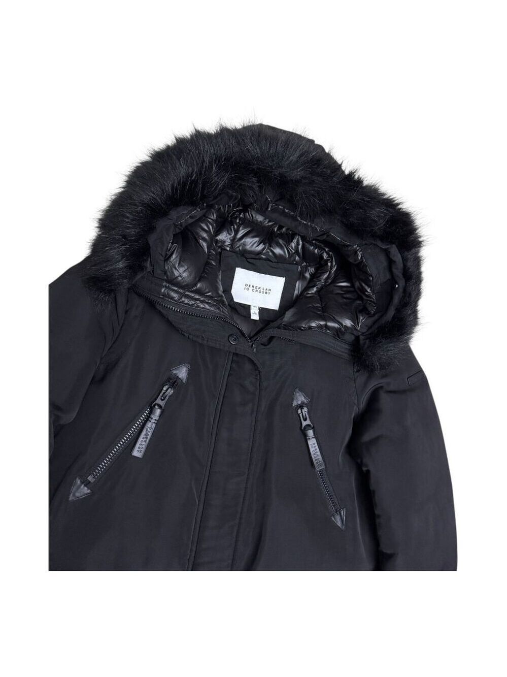 DEREK LAM 10 CROSBY Faux Fur Luxury Designer Winter Puffer Parka Coat Womens M - Picture 3 of 9